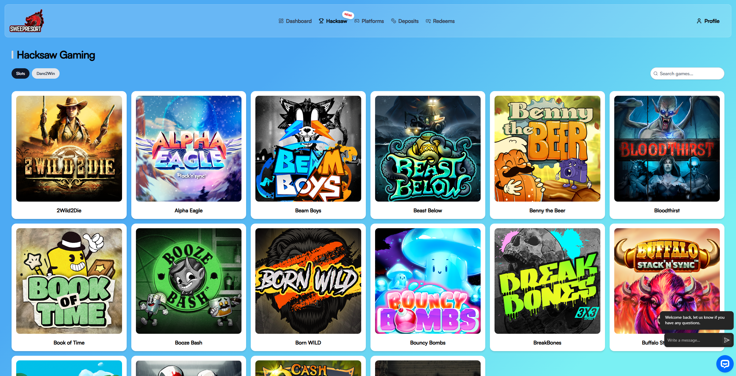 Sweep Resort's Website